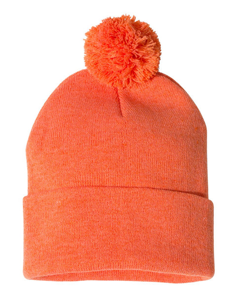 Orange -- Sportsman - Pom-Pom 12" Knit Beanie