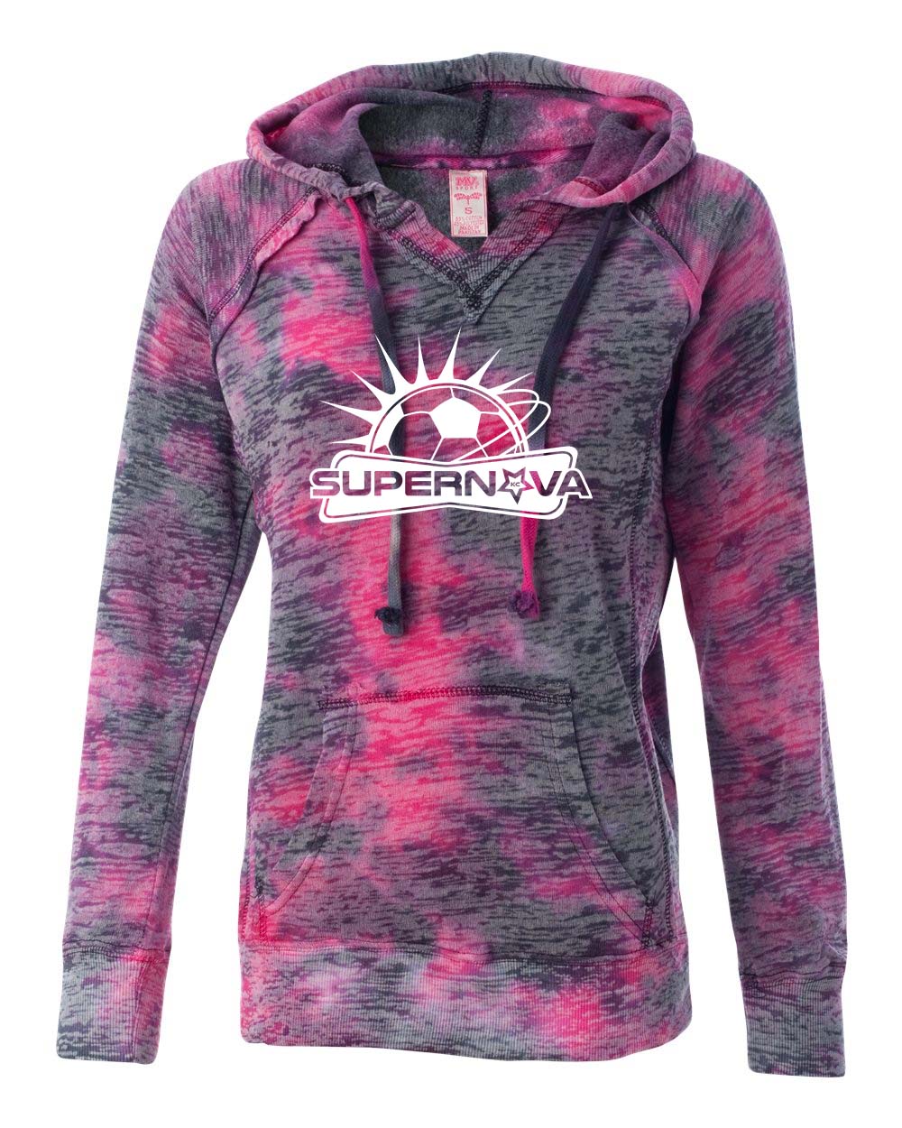 Supernova -- MV Sport - Women’s Courtney Burnout V-Notch Hooded Sweatshirt