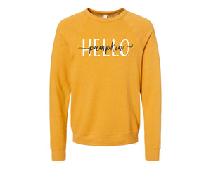 Hello Pumpkin -- BELLA+CANVAS® - Sponge Fleece Raglan Crewneck Sweatshirt