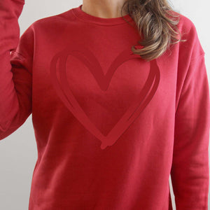 Red Heart -- BELLA+CANVAS - Sponge Fleece Raglan Crewneck Sweatshirt