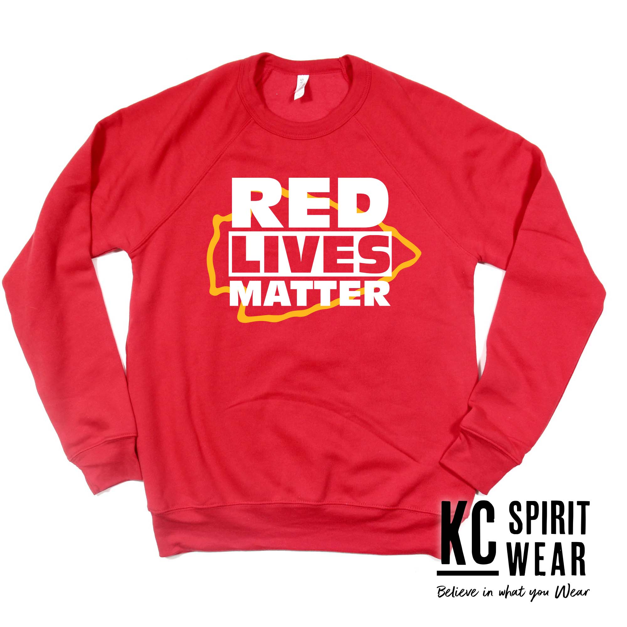 Red Lives Matter -- BELLA+CANVAS - Sponge Fleece Raglan Crewneck Sweatshirt