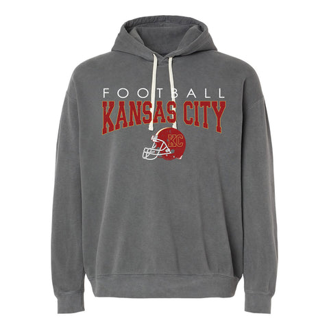 Vintage KC Football -- Comfort Colors - Lightweight Garment-Dyed Hooded Sweatshirt